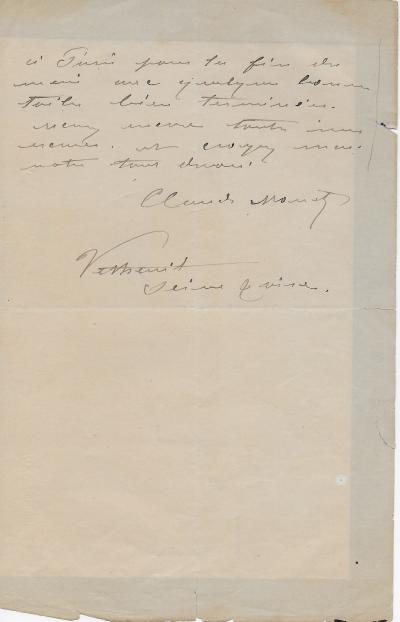 Claude MONET - Signed autograph letter 2