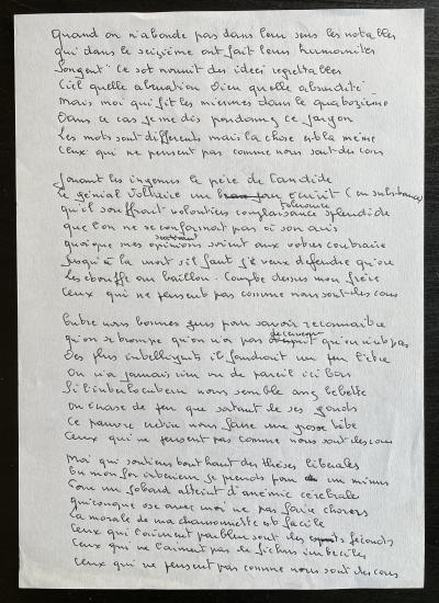 Georges BRASSENS - Chanson autographe manuscrite 2