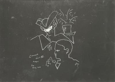 Jean COCTEAU - Le camarade Louis XV naquit d’un long noir - dessin original 2