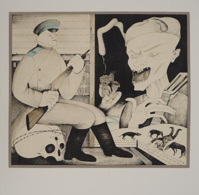 Mikhail CHEMIAKIN (1943), Le garde, vers 1980 - Lithographie originale 2