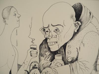 Mikhail CHEMIAKIN (1943), Les verres de larmes, vers 1980 - Lithographie originale 2