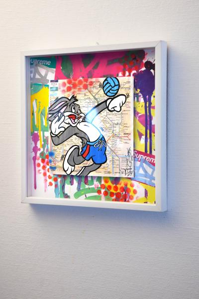 Fat - Bugs Bunny - Technique mixte sur carte de métro 2