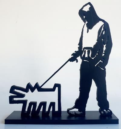 PYB - Dog Haring & Boy banksy  , 2024 - Sculpture pop street art 2