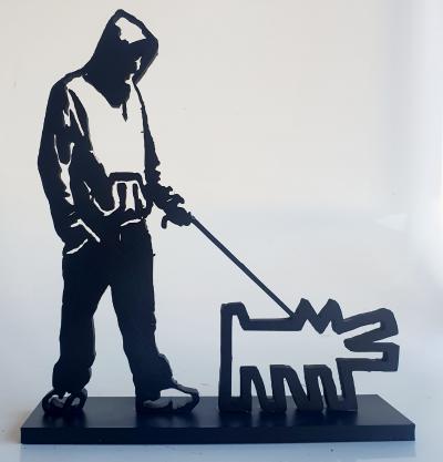 PYB - Dog Haring & Boy banksy  , 2024 - Sculpture pop street art 2