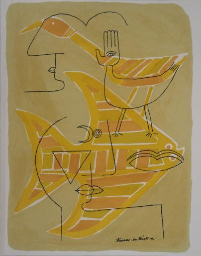 Victor BRAUNER : Portrait surréaliste (Traces interstices), Lithographie originale 2