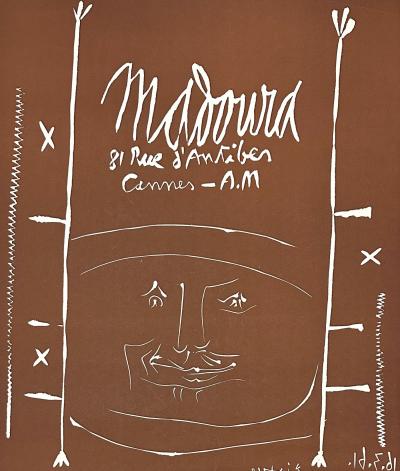 Pablo Picasso – Madoura, lächelndes Gesicht – Linolschnitt in der Platte signiert 2