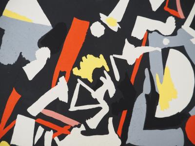 Youla CHAPOVAL : Ensemble abstrait, Lithographie et pochoir 2