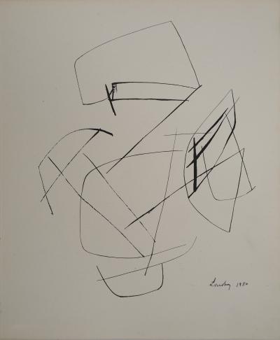 Berto LARDERA : Tracés abstraits, Lithographie et pochoir signée 2