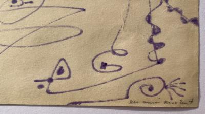 Max ERNST - Composition abstraite - Dessin original au feutre mauve 2