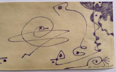 Max ERNST - Composition abstraite - Dessin original au feutre mauve 2