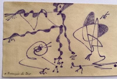 Max ERNST - Composition abstraite - Dessin original au feutre mauve 2