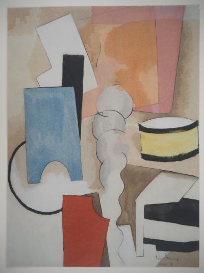 Roger de la FRESNAYE : Nature morte cubiste au tambour, Lithographie signée 2