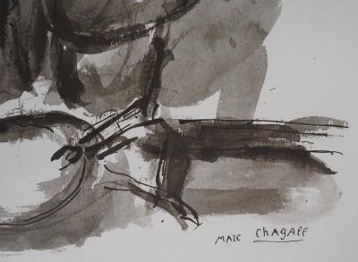 Marc CHAGALL : Le peintre dans l’atelier à Paris, Affiche originale d’époque signée 2