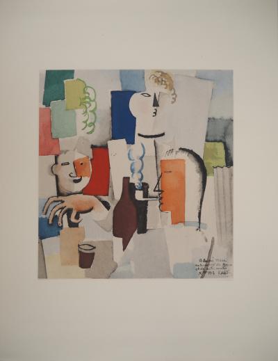 Roger de la FRESNAYE: Almuerzo con amigos, litografía firmada 2