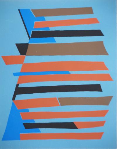 Alberto MAGNELLI : Empilement abstrait, Lithographie et pochoir 2