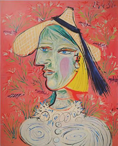 Pablo PICASSO : Femme au chapeau, Affiche originale d’époque 2