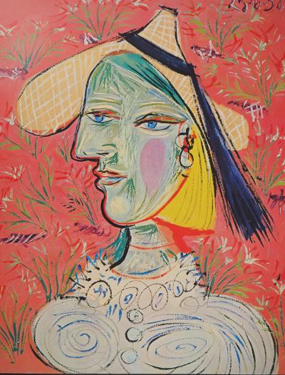 Pablo PICASSO : Femme au chapeau, Affiche originale d’époque 2