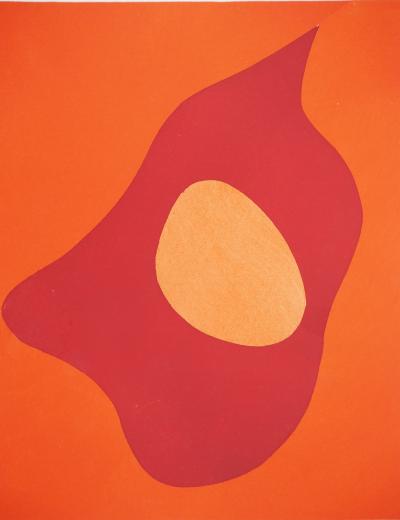 Jean ARP: Profile on orange background, Lithograph and stencil 2