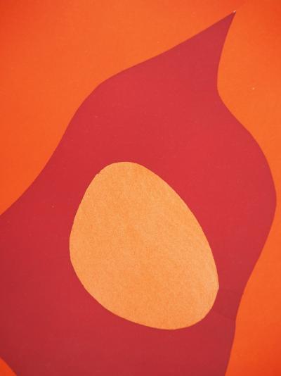 Jean ARP: Profile on orange background, Lithograph and stencil 2