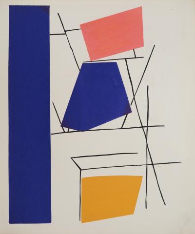 Richard MORTENSEN : Empilement abstrait, Lithographie et pochoir 2