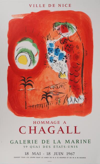 Marc CHAGALL : Baie des Anges, la sirène rouge, Affiche en lithographie 2