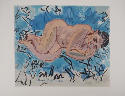 Raoul DUFY : Nu sur un fond bleu, Lithographie signée 2