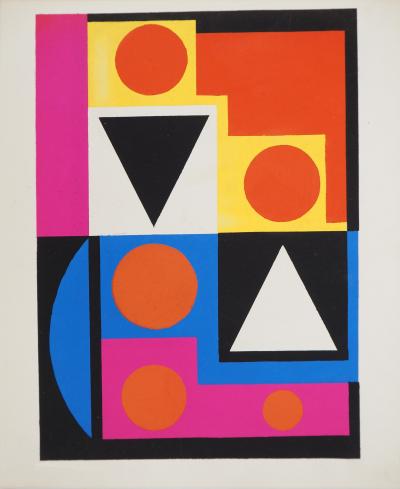 Auguste HERBIN : Sans titre, Lithographie et pochoir