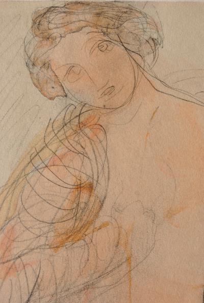 Auguste RODIN: Young half-naked model, Signed engraving 2