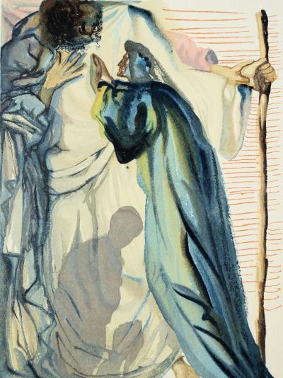 Salvador DALI : Un esprit interroge Dante, Bois gravé original 2