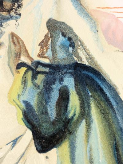 Salvador DALI : Un esprit interroge Dante, Bois gravé original 2