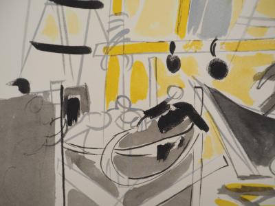 Edouard PIGNON : Belgique, bateaux à Ostende, Lithographie signée 2