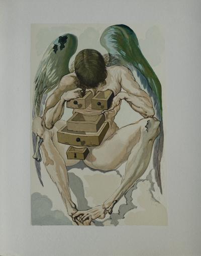 Salvador DALI : L’ange déchu, Bois gravé original 2