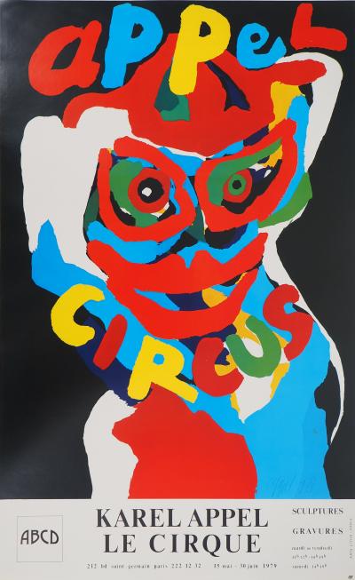 Karel APPEL : Le cirque, Affiche originale en lithographie signée 2
