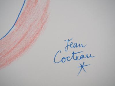 Jean COCTEAU : Profil multicolore, Affiche originale en lithographie signée 2
