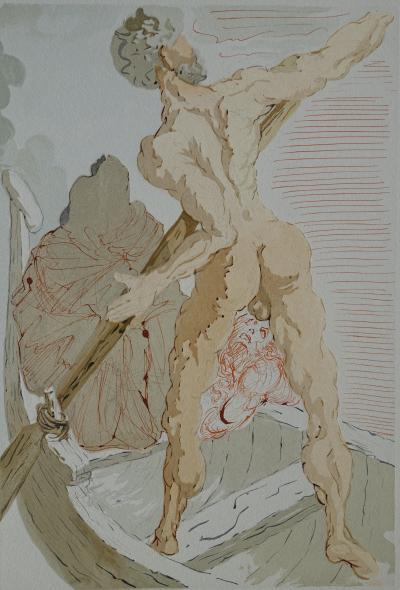 Salvador DALI : Charon et le passage de l’Achéron, Bois gravé original 2