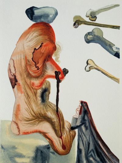 Salvador DALI : Les trompeurs, Bois gravé original 2