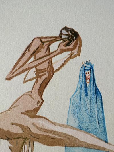 Salvador DALI : Les simoniaques, Bois gravé original 2