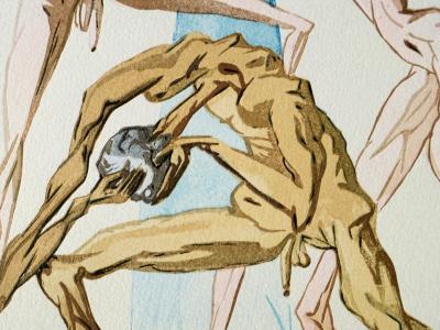 Salvador DALI : Les simoniaques, Bois gravé original 2