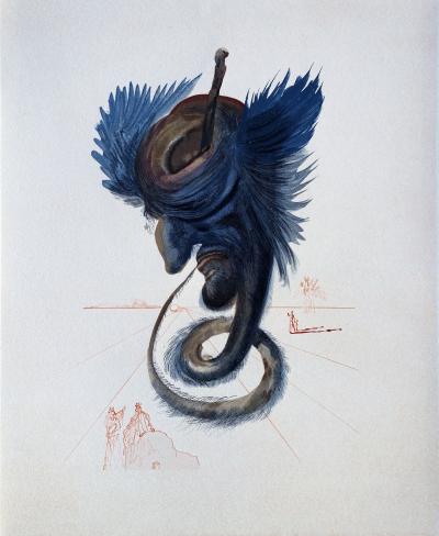 Salvador DALI : Devins et sorciers, Bois gravé original 2