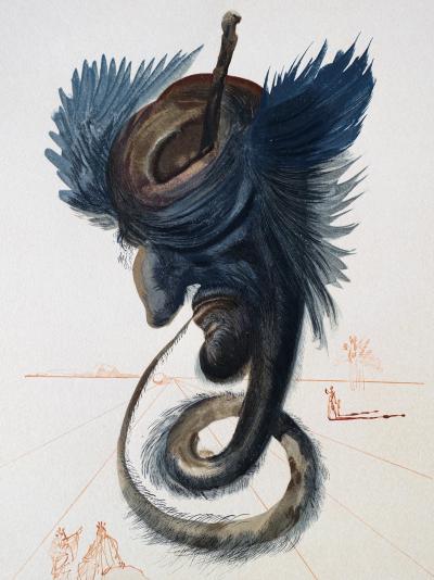 Salvador DALI : Devins et sorciers, Bois gravé original 2