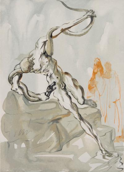 Salvador DALI : Les voleurs, Bois gravé original 2