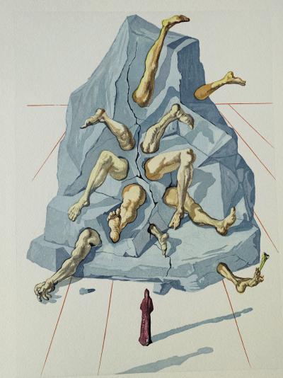 Salvador DALI : Les habitants de Prato, Bois gravé original 2