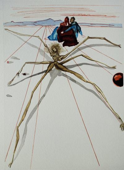 Salvador DALI : Quittant la corniche de la colère, Bois gravé original 2
