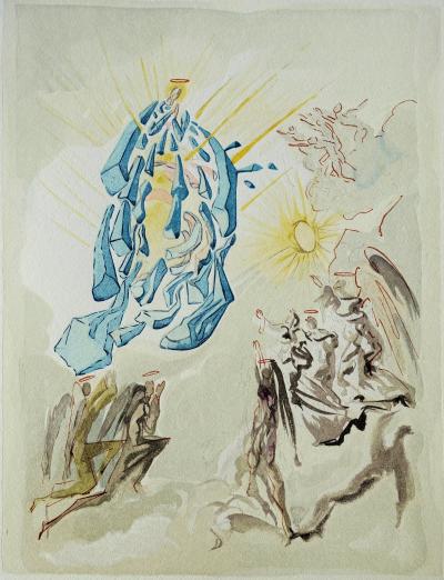 Salvador DALI : Dante recouvre la vue, Bois gravé original 2