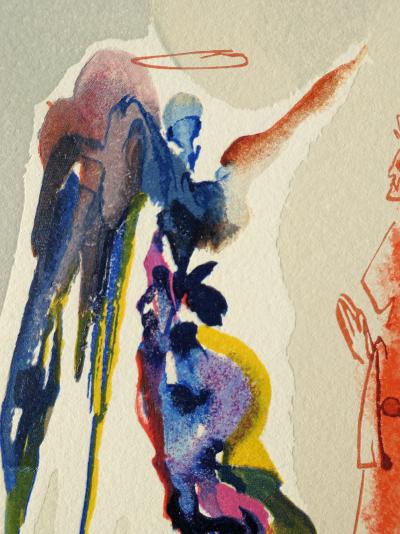 Salvador DALI : Dante et deux anges, Bois gravé original 2
