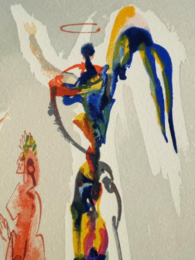 Salvador DALI : Dante et deux anges, Bois gravé original 2
