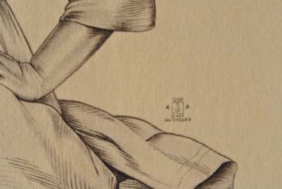 Walter SAUER : Gitane assise, Gravure signée 2
