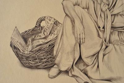 Walter SAUER : Gitane assise, Gravure signée 2