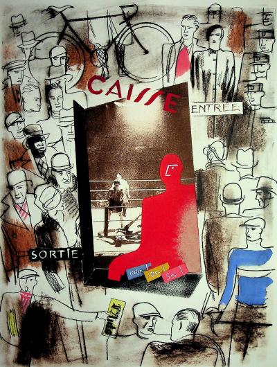 Milivoj UZELAC : Au stade, le spectacle du sport, Lithographie originale 2