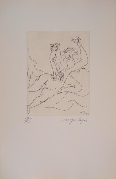 Meyer LAZAR : Amants emportés par les flots de la passion, Gravure originale signée 2